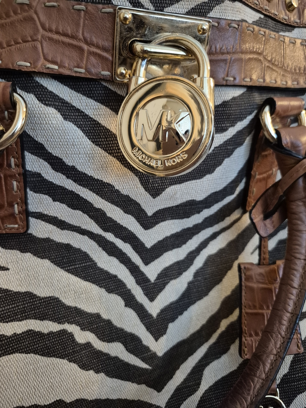 Michael Kors Large Brown Leather-Trim Zebra Print Tote. Nice & Clean Condition. - Picture 3 of 7